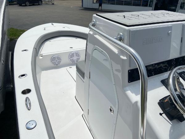Slide: The Image of 2023 Xplor x24 Andros boat interior with white deck and console. - 10