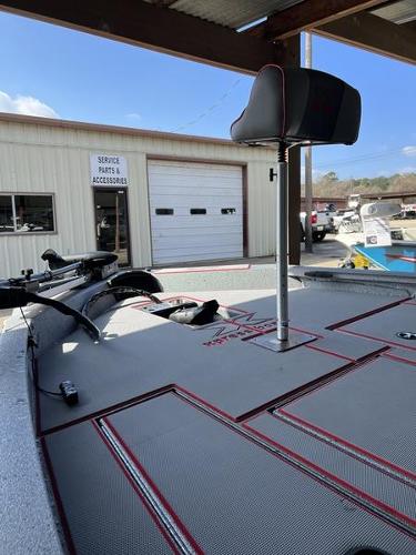 Slide: The Image of 2023 Xpress H18 boat with elevated seat and fishing deck. - 3