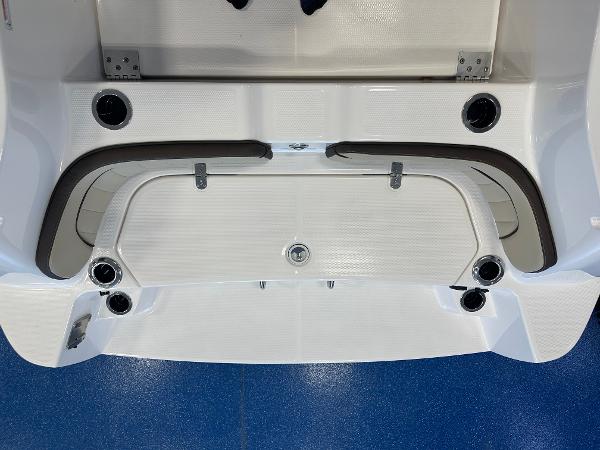 Slide: The Image of 2024 Yamaha Boats 255 FSH Sport H swim platform with sleek design and integrated features. - 24