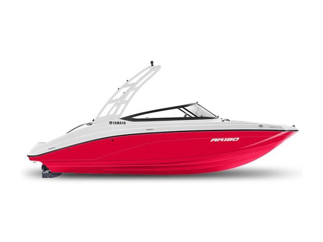 Slide: The Image of 2024 Yamaha Boats AR190 in red and white, side view. - 1