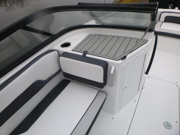 Slide: The Image of 2024 Yamaha AR195 boat interior with sleek seating and modern design. - 23