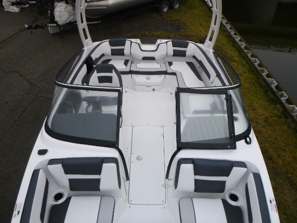 Slide: The Image of 2024 Yamaha Boats AR195 interior with sleek seating and modern design. - 4