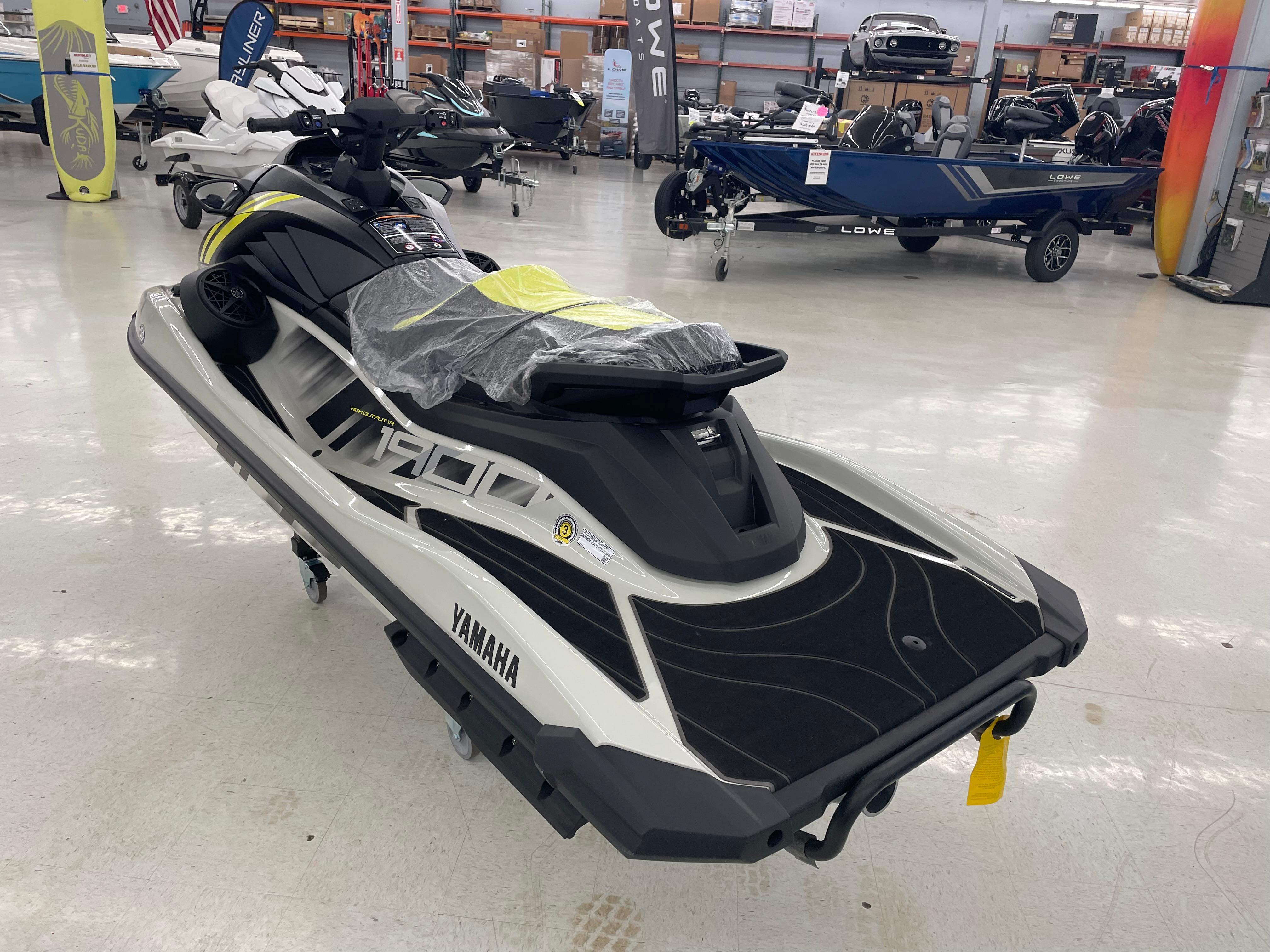 Slide: The Image of 2025 Yamaha WaveRunner GP HO jet ski displayed in showroom. - 5