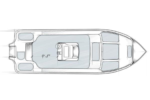 Slide: The Image of Top view sketch of 2020 Yellowfin 24 Bay CE boat layout. - 25