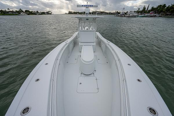 Slide: The Image of 2009 Yellowfin 36 boat on calm waters with a Furuno radar. - 12