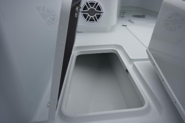 Slide: The Image of 2024 Yellowfin 42 boat storage compartment and speaker system. - 30