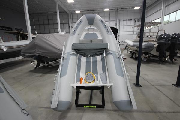 Slide: The Image of 2023 Zodiac Cadet 390 DL RIB ALU PVC inflatable boat in showroom. - 0